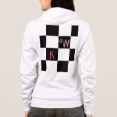 Modern Monogram Zwart en Wit Geruit Hoodie (Achterkant)