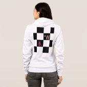 Modern Monogram Zwart en Wit Geruit Hoodie (Achterkant volledig)