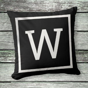 Modern Monogram Zwart en Wit Kussen