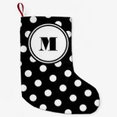 Modern Monogram Zwart En Wit Patroon Kleine Kerstsok (Voorkant)