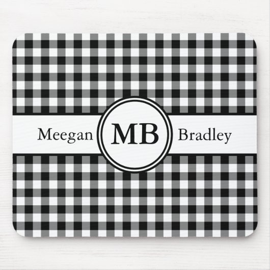Modern Monogram Zwart En Wit Patroon Muismat (Voorkant)