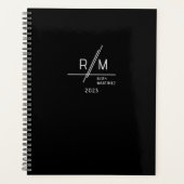 Modern Monogram Zwart en Wit Planner (Voorkant)