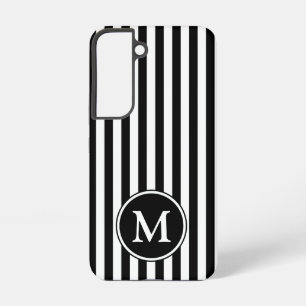 Modern Monogram Zwart En Wit Strepen Samsung Galaxy Hoesje