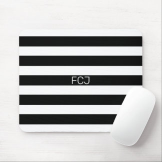 Modern Monogram Zwart en Witte Strepen Muismat