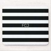 Modern Monogram Zwart en Witte Strepen Muismat (Voorkant)