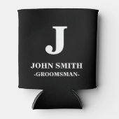 Modern Monogram Zwart Gepersonaliseerde Groomsman Blikjeskoeler (Voorkant)