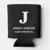 Modern Monogram Zwart Gepersonaliseerde Groomsman Blikjeskoeler (Achterkant)