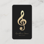 Modern Monogram Zwart Goud Muzieknoot Visitekaartje (Voorkant)