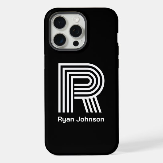 Modern Monogram Zwart iPhone Hoesje (Achterkant)