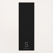 Modern Monogram Zwart Minimalistische naam Yogamat (Voorkant)