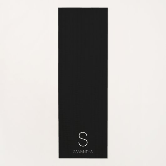 Modern Monogram Zwart Minimalistische naam Yogamat (Voorkant)