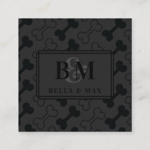 Modern Monogram Zwart op Black Dog Bone Pattern