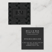 Modern Monogram Zwart op Black Dog Bone Pattern Vierkante Visitekaartje (Voorkant / Achterkant)