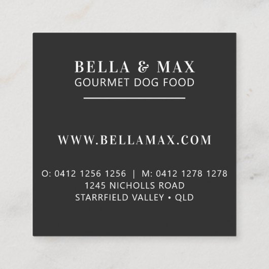 Modern Monogram Zwart op Black Dog Bone Pattern Vierkante Visitekaartje (Achterkant)