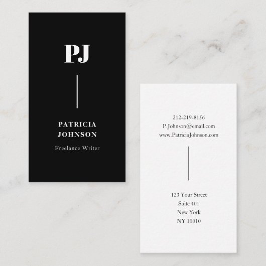 Modern Monogram Zwart Professioneel Visitekaartje (Voorkant / Achterkant)