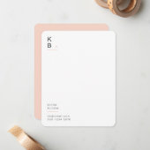 Modern monogram zwart roze roze eminine stijlvol notitiekaartje (Voorkant / Achterkant in situ)