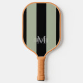 Modern Monogram Zwart | Saliegroen Streep Pickleball Paddle (Achterkant)
