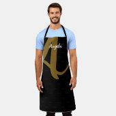 Modern Monogram zwart Schort (Gedragen)