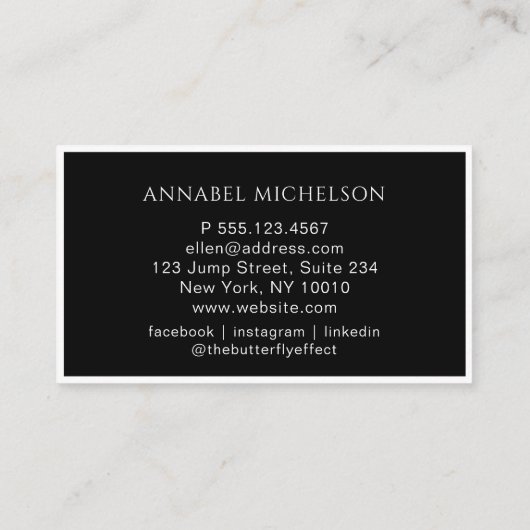 Modern, Monogram, Zwart Visitekaartje (Achterkant)