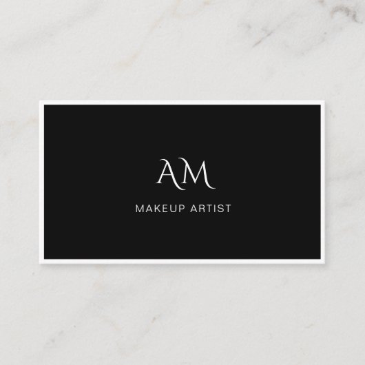 Modern, Monogram, Zwart Visitekaartje (Voorkant)