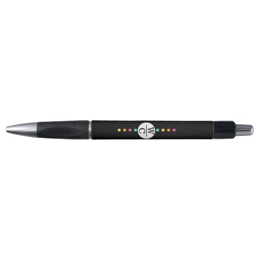 Modern Monogram Zwart Wit | Aangepaste naam Kleurr Pen (Voorkant)