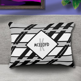 Modern Monogram Zwart Wit Abstract Patroon Accent Kussen