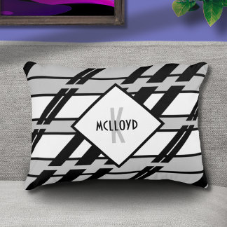 Modern Monogram Zwart Wit Abstract Patroon Accent Kussen