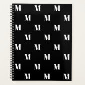 Modern monogram zwart wit custom initiaal planner (Voorkant)