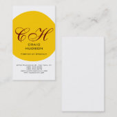 Modern Monogram zwart wit geel Visitekaartje (Voorkant / Achterkant)