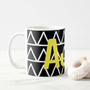 Modern Monogram Zwart-wit Geometrisch Koffiemok