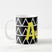 Modern Monogram Zwart-wit Geometrisch Koffiemok (Links)