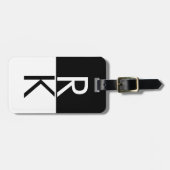 Modern Monogram Zwart-Wit Gepersonaliseerd Bagagelabel (Voorkant horizontaal)