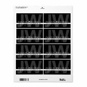 Modern Monogram | Zwart Wit & Grijs Adres Etiket (Full Sheet)