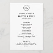 Modern Monogram Zwart-Wit Huwelijksprogramma Programmakaart (Voorkant)