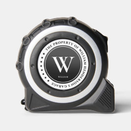 Modern Monogram Zwart Wit Initiaal Aannemer Rolmaat