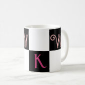 Modern Monogram zwart-wit Koffiemok (Voorkant rechts)