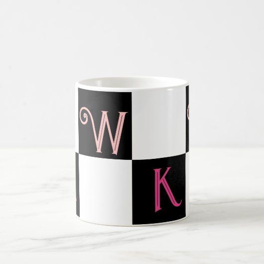 Modern Monogram zwart-wit Koffiemok (Center)