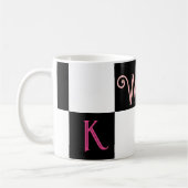 Modern Monogram zwart-wit Koffiemok (Links)