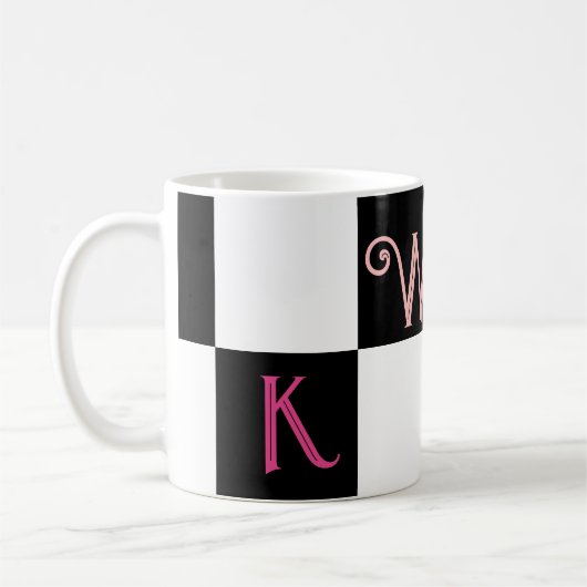 Modern Monogram zwart-wit Koffiemok (Links)