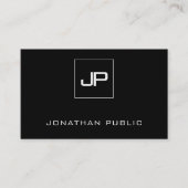 Modern Monogram Zwart Wit Letter Sjabloon Visitekaartje (Voorkant)