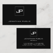 Modern Monogram Zwart Wit Letter Sjabloon Visitekaartje (Voorkant / Achterkant)