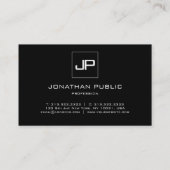 Modern Monogram Zwart Wit Letter Sjabloon Visitekaartje (Achterkant)