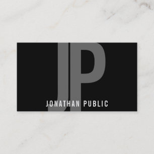 Modern Monogram Zwart Wit Minimalistische Sjabloon Visitekaartje