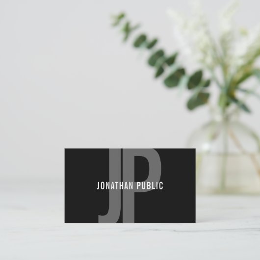 Modern Monogram Zwart Wit Minimalistische Sjabloon Visitekaartje (Staand voorkant)