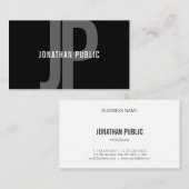 Modern Monogram Zwart Wit Minimalistische Sjabloon Visitekaartje (Voorkant / Achterkant)