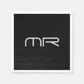 Modern Monogram Zwart Wit Naam Initialen Servet (Voorkant)