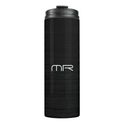 Modern Monogram Zwart Wit Naam Initialen Thermosbeker (Voorkant)