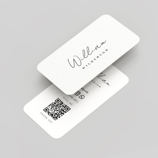 Modern Monogram Zwart-wit Naamschrift QR Visitekaartje