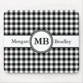 Modern monogram zwart-wit patroon muismat (Voorkant)