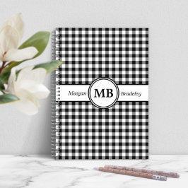 Modern monogram zwart-wit patroon notitieboek